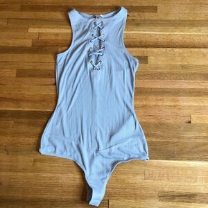 Guess Women's Knit Arya Sleveeless Bodysuit Light Powder Blue XS